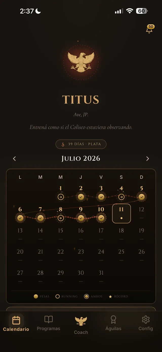 TITUS — Tu calendario de entrenamiento.