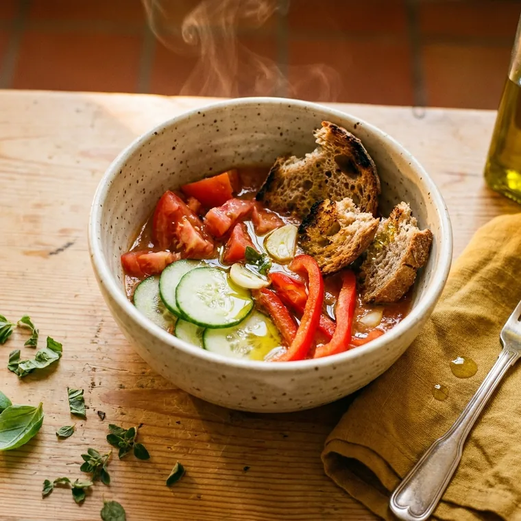 Ensalada fresca con pan tostado